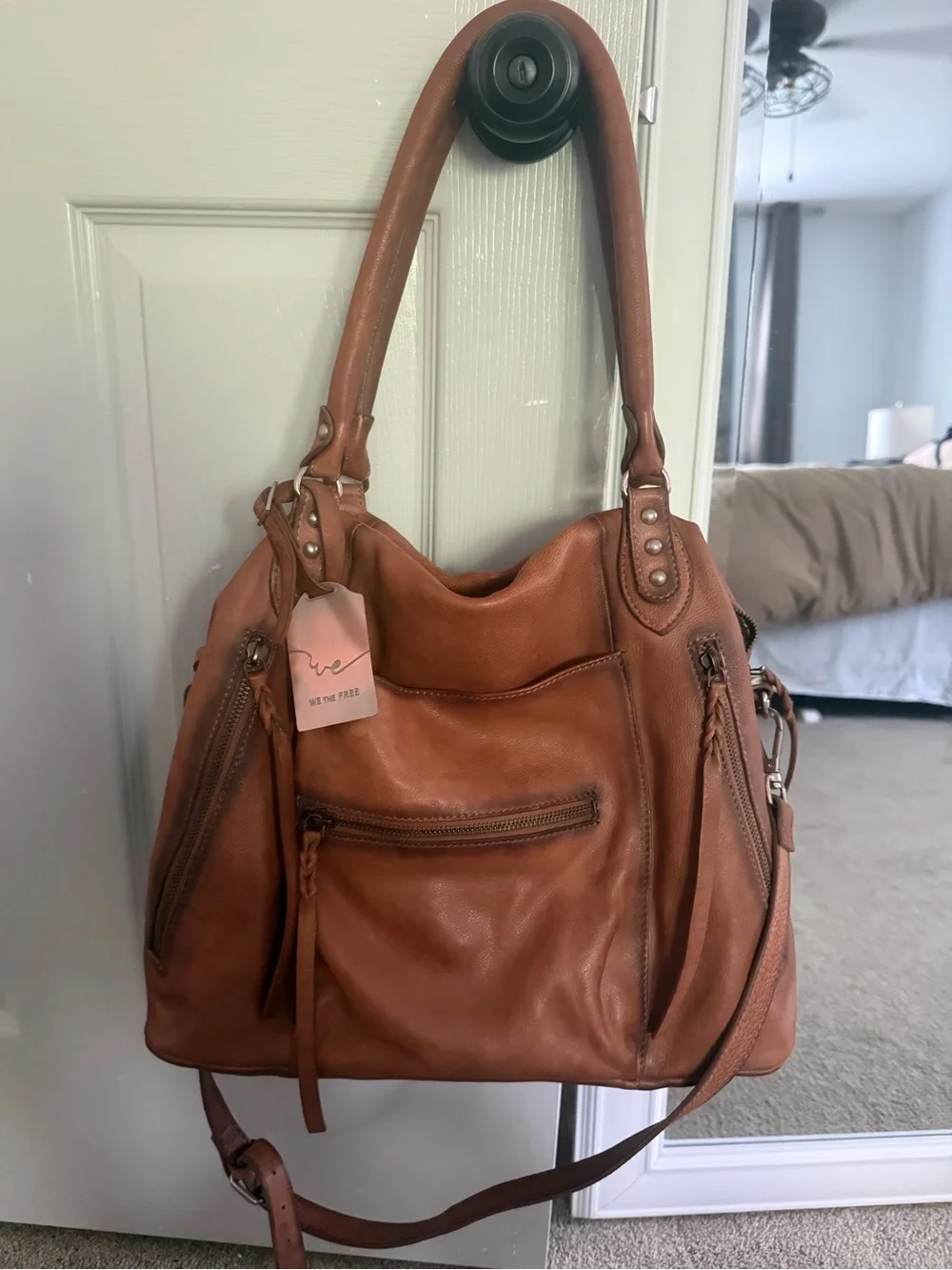 Free People Emerson tote- large/regular size in color Saddle
